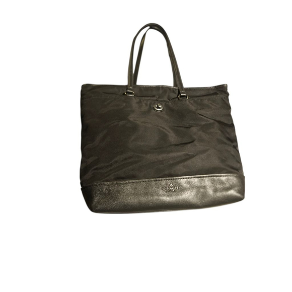 Coach Black Nylon Leather Trim Tote Bag One Size - Picture 7 of 16